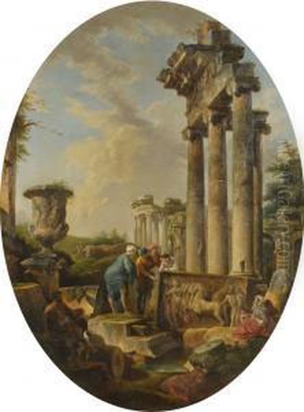 Capriccio Con Architetture E Personaggi Oil Painting by Francesco Panini