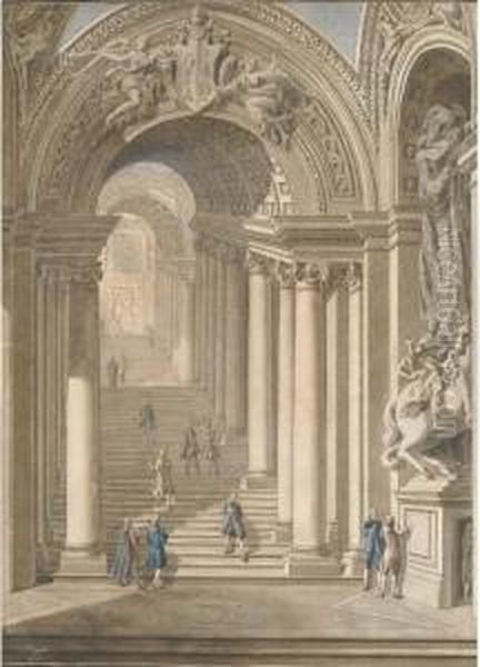 The Scala Regia In Saint Peter's Basilica Oil Painting by Francesco Panini