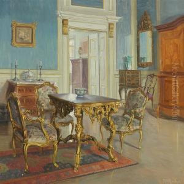 Interior With Rococo Furnitures Oil Painting by Robert Panitzsch