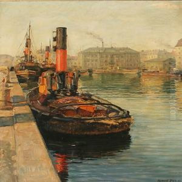 View From Copenhagen Harbour Oil Painting by Robert Panitzsch