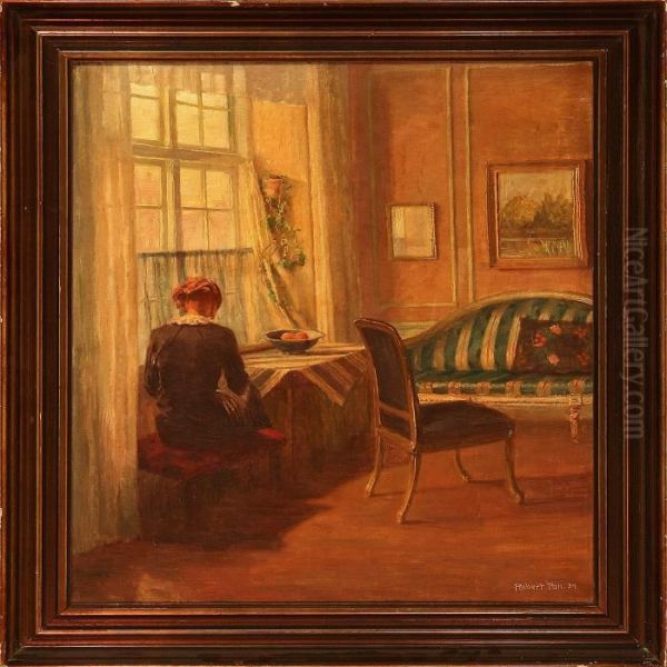 Two Drawing Roominteriors Oil Painting by Robert Panitzsch