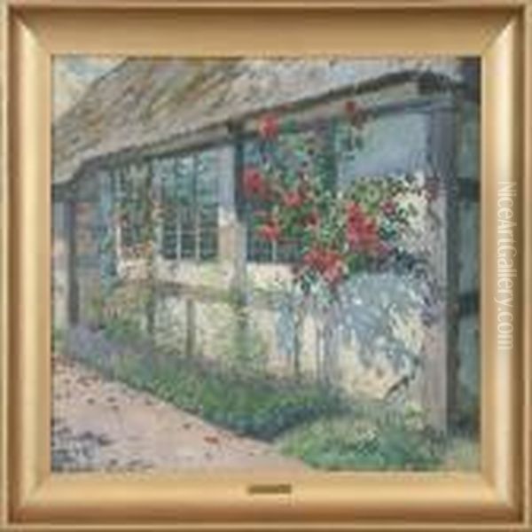 Red And Pink Roses Byan Old Farmhouse by Robert Panitzsch