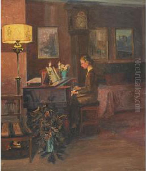 At The Piano Oil Painting by Robert Panitzsch