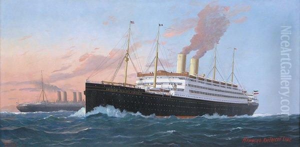 The Hamburg-american Line Oil Painting by Fred Pansing