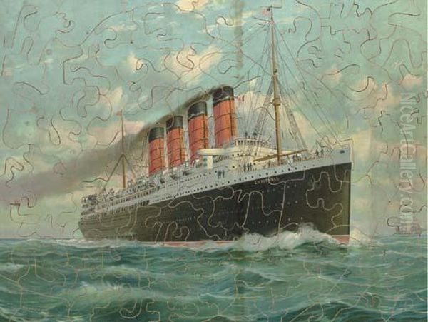 The R.m.s. Lusitania At Sea by Fred Pansing