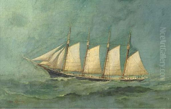 Schooner S.p. Blackburn On High Seas Oil Painting by Fred Pansing