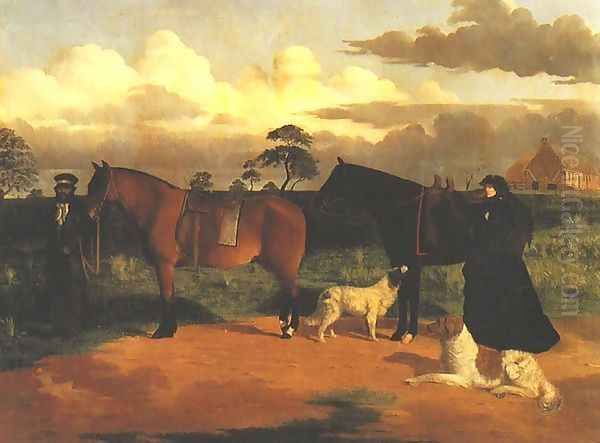 Mrs. Adolphus Sceales With Black Jimmie on Merrang Station Oil Painting by Robert Dowling