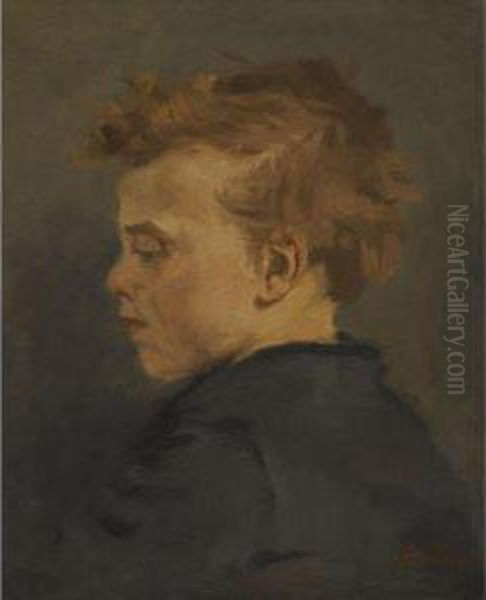 The Artist's Son In Profile Oil Painting by Pericles Pantazis