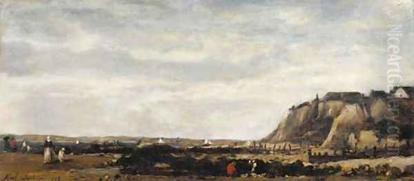 Fisherfolk on the shore Oil Painting by Karl Pierre Daubigny