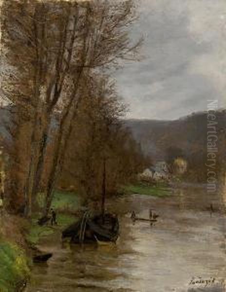 Paysage Avec Une Riviere Oil Painting by Pericles Pantazis