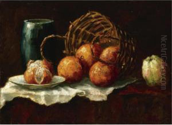 Still Life With Oranges And Quince Oil Painting by Pericles Pantazis