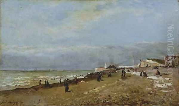 La plage Oil Painting by Karl Pierre Daubigny