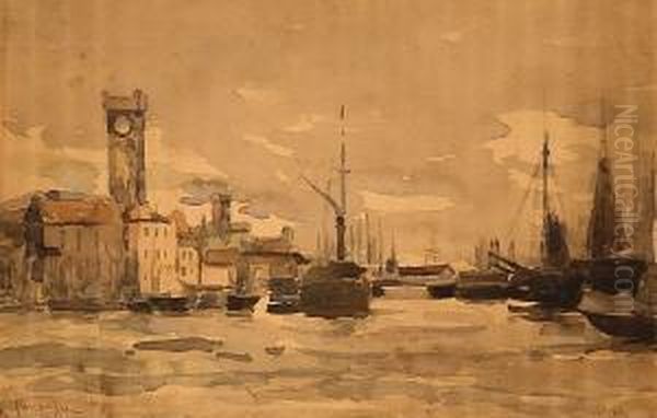 Bassin Du Commerce, Ostende Oil Painting by Pericles Pantazis