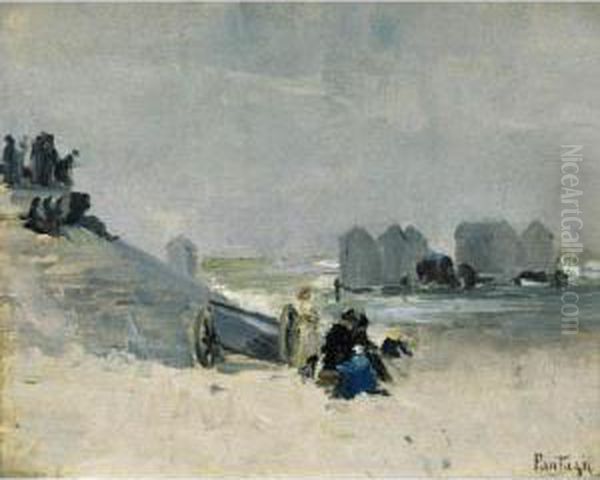 On The Beach, Ostend Oil Painting by Pericles Pantazis