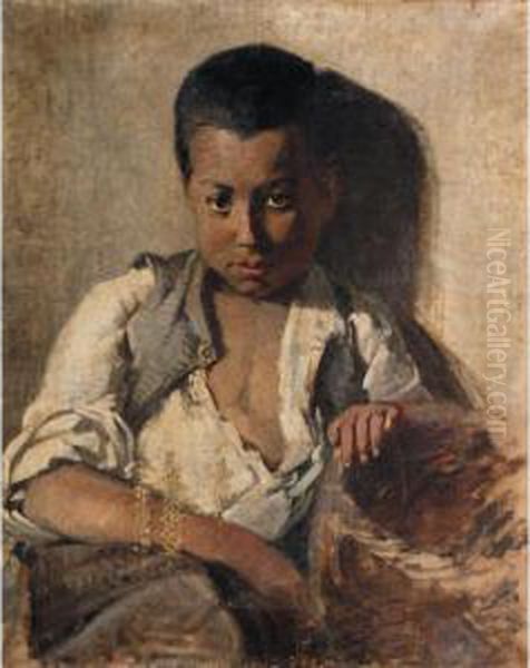 Portrait Of A Boy Oil Painting by Pericles Pantazis