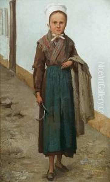 The Young Farm Girl Oil Painting by Pericles Pantazis