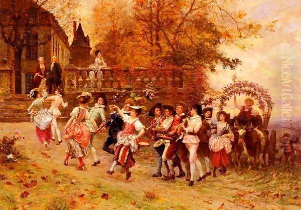 La Fete De Vendange (The Harvest Festival) Oil Painting by Charles Edouard Edmond Delort