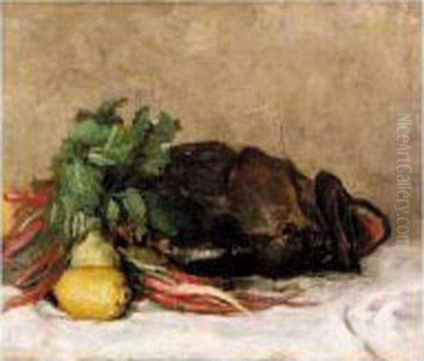 Still Life With Fish And Vegetables Oil Painting by Pericles Pantazis