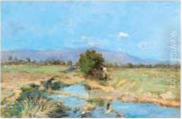 By The Stream Oil Painting by Pericles Pantazis