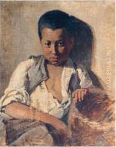 Portrait Of A Boy Oil Painting by Pericles Pantazis