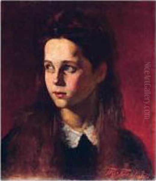 Portrait Of A Girl Oil Painting by Pericles Pantazis