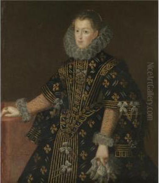 Portrait Of Margaret Of Austria, Queen Of Spain (1584-1611) Oil Painting by Juan Pantoja de la Cruz