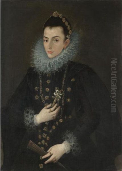 Portrait Of A Lady Of The Court Of Philip Iii Oil Painting by Juan Pantoja de la Cruz