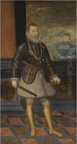 Portrait Of A Nobleman, Believed To Be The Archduke Albert Of Austria (1559-1621) Oil Painting by Juan Pantoja de la Cruz