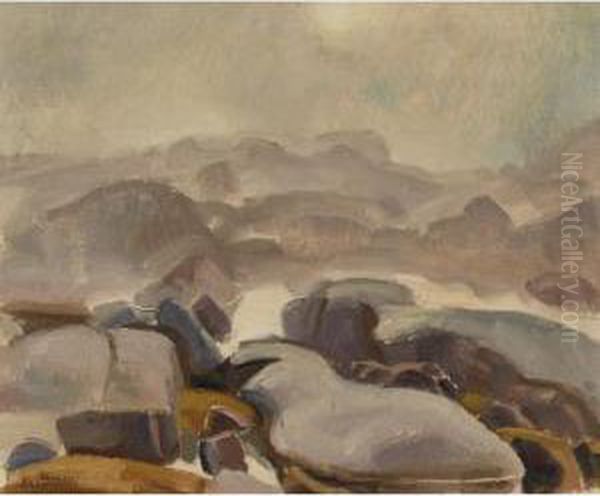 Mist And Rock Oil Painting by Lawrence Arthur C. Panton