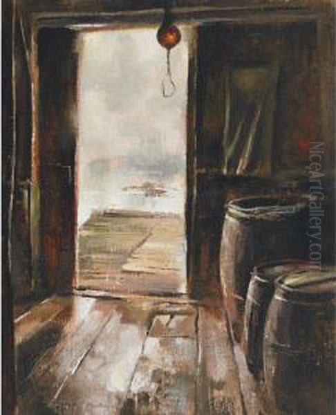 Fish Shed Doorway Oil Painting by Lawrence Arthur C. Panton