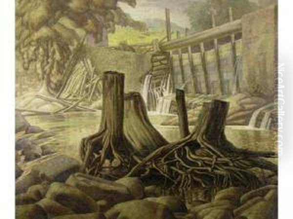 Cheltenham Dam, Ontario Oil Painting by Lawrence Arthur C. Panton