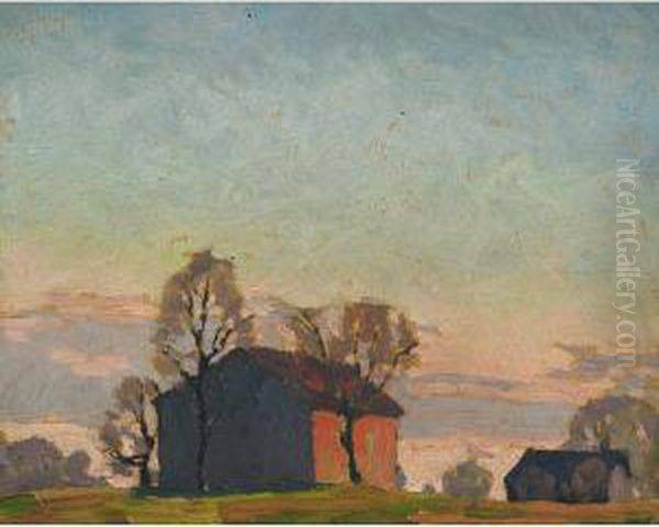 Red Barn Oil Painting by Lawrence Arthur C. Panton