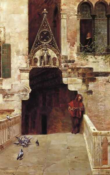 Romeo and Juliet (Act II, Scene II, Capulet's Garden) Oil Painting by Charles Edouard Edmond Delort