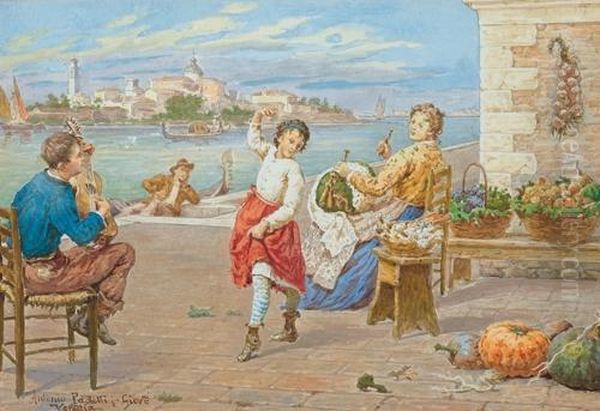 Scena Di Genere In Laguna Oil Painting by Antonio Paoletti