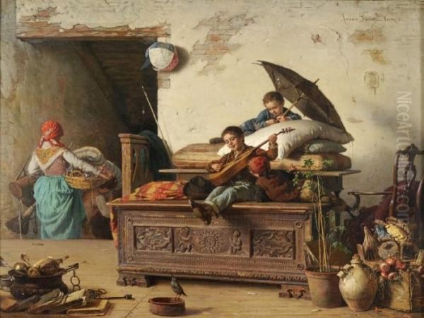 The Antique Shop Oil Painting by Antonio Paoletti