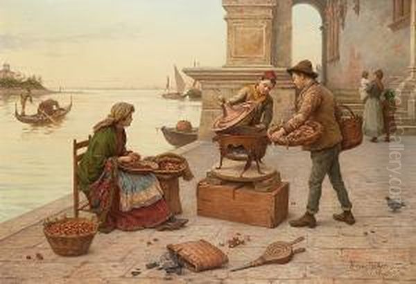 The Chestnut Sellers Oil Painting by Antonio Paoletti