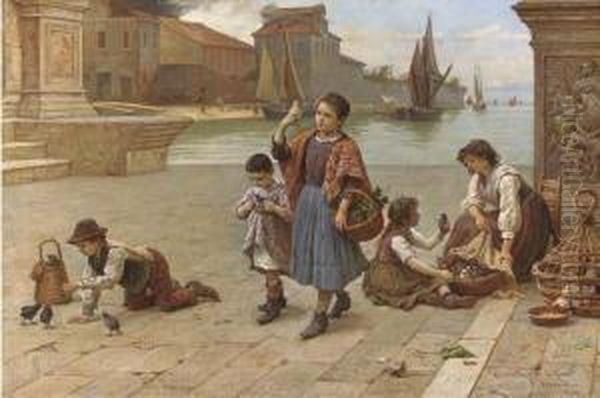 The Bird Seller Oil Painting by Antonio Paoletti