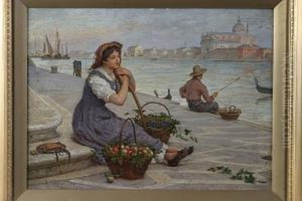 Venetian Fruit Seller Oil Painting by Antonio Paoletti