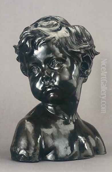 Head of a Little Boy Oil Painting by Jules Dalou