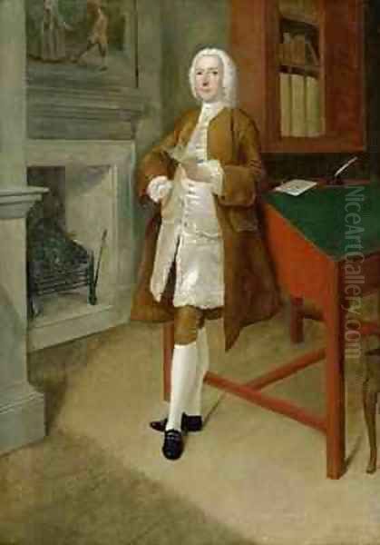 An Unknown Man in a Library Oil Painting by Anthony Devis