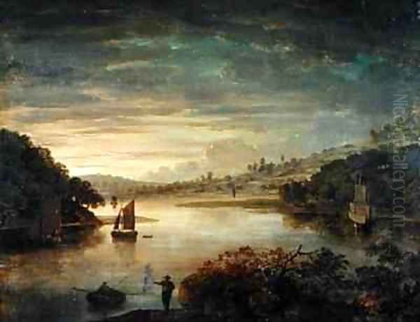 A View on the River Neath in Glamorganshire Oil Painting by Anthony Devis