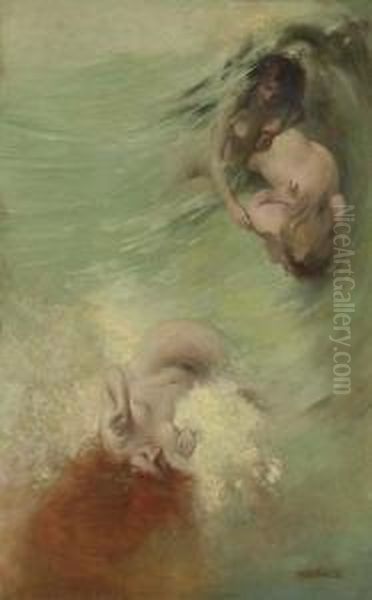 Mermaids And Sea Nymphs Oil Painting by Eric Pape