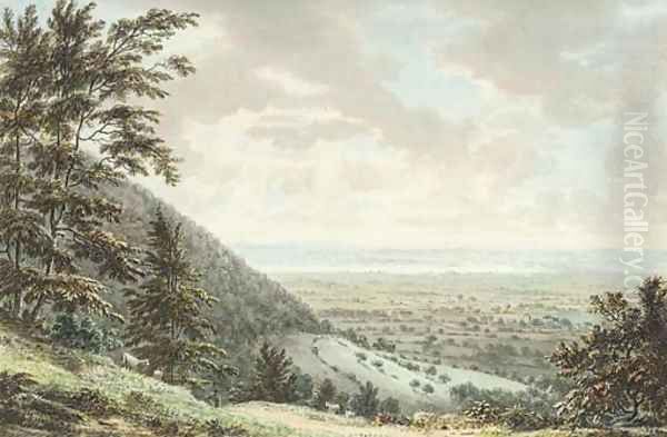 An extensive landscape, Gloucestershire, probably Wotton-under-Edge Oil Painting by Anthony Devis