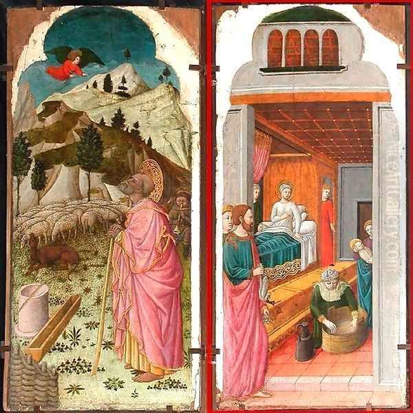 The Angel Appearing to Joachim; The Birth of the Virgin Oil Painting by Giovanni Da Rimini