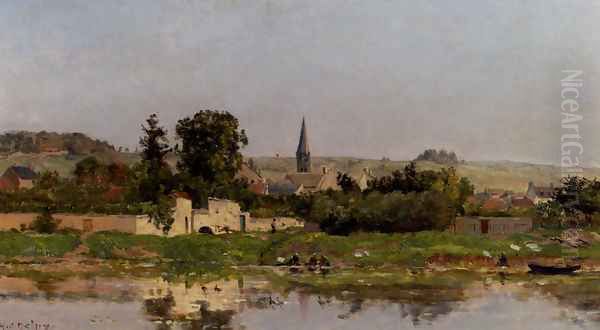 Lavandieres Au Bord De L'Eau Oil Painting by Hippolyte Camille Delpy