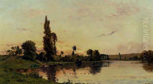 Washerwomen On A Riverbank Oil Painting by Hippolyte Camille Delpy