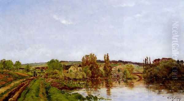 Walking Along The River Oil Painting by Hippolyte Camille Delpy