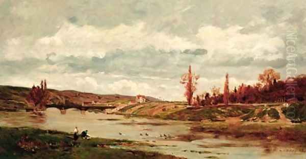 Bord de l'Oise Oil Painting by Hippolyte Camille Delpy