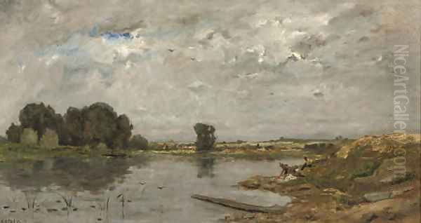 Washing in the river Oil Painting by Hippolyte Camille Delpy