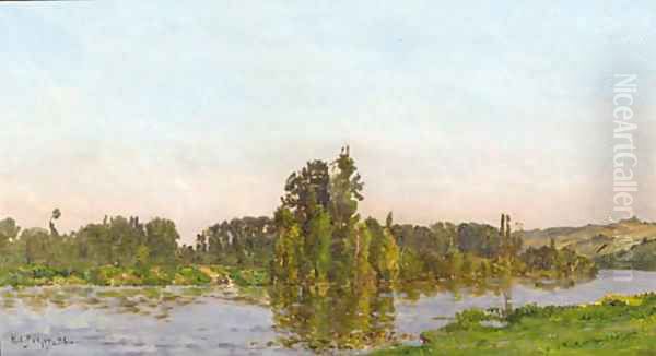 Jour d'ete a river landscape in summer Oil Painting by Hippolyte Camille Delpy